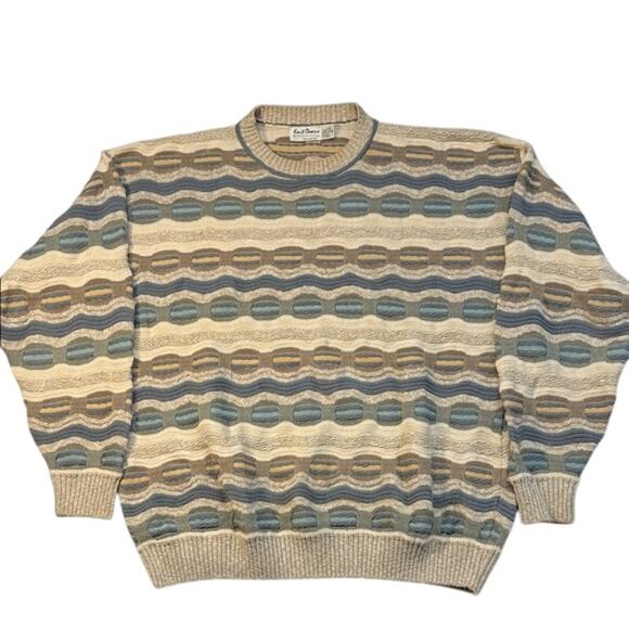 Men's Vintage Knit Downs by Crossing Made USA Cable Knit 100% Cotton Sweater XL - Picture 1 of 6